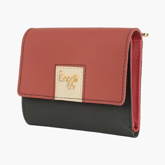 BAGGIT Women Colourblocked Push Button Mini Wallet Red