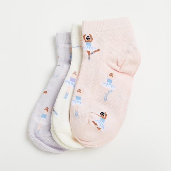 FAME FOREVER Girls Textured Ankle-Length Socks - Pack of 3