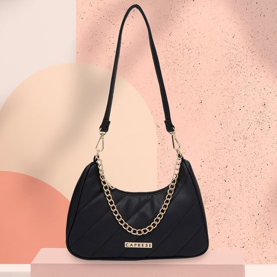 CAPRESE Women Quilted Leather Shoulder Bag Black