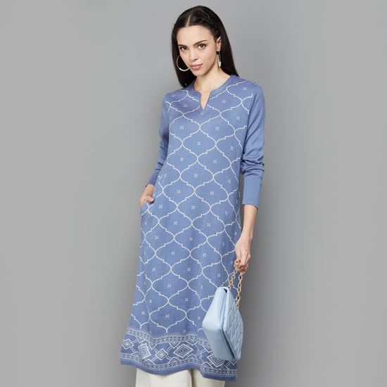 MELANGE Women Printed Straight Winter Kurta