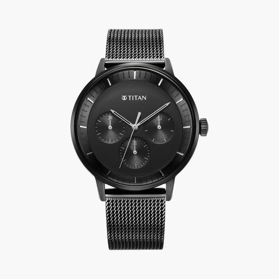 TITAN Men Round Chronograph Watch with Mesh Strap 94006NM01