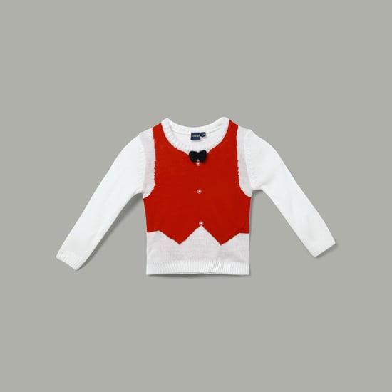 JUNIORS Boys Solid Sweater with Bow Detail Red