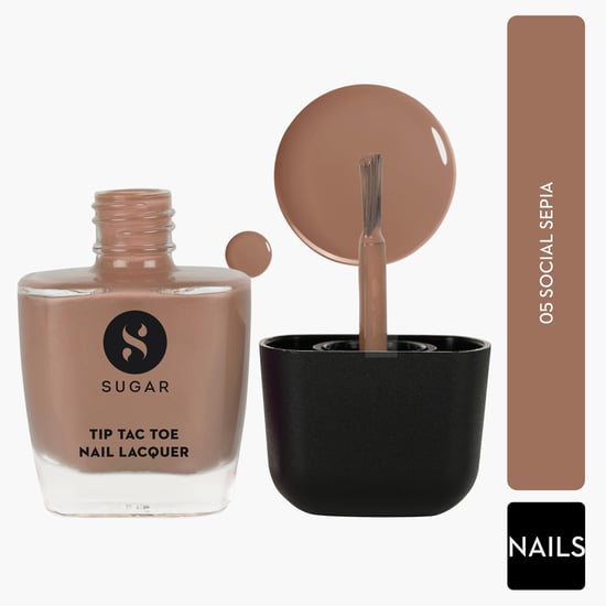 SUGAR Cosmetics Tip Tac Toe Nail Lacquer Classic - 05 Social Sepia- 9ml