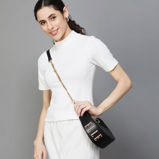 ELLE Women Solid Sling Bag Black