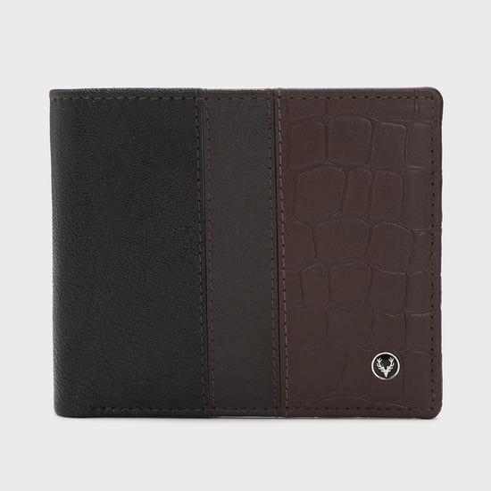ALLEN SOLLY Men Colourblocked Leather Bi-Fold Wallet Multicolour
