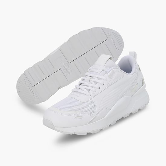 PUMA Men Solid Mesh-Paneled Lace-Up Shoes White