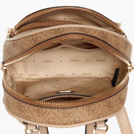 GUESS Manhattan Women Monogram Printed Backpack | Brown display picture 1