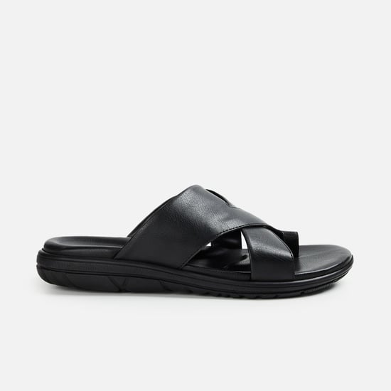 CODE Men Solid Faux-Leather Sandals