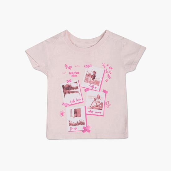 U.S. POLO ASSN. KIDS Girls Graphic Printed T-Shirt