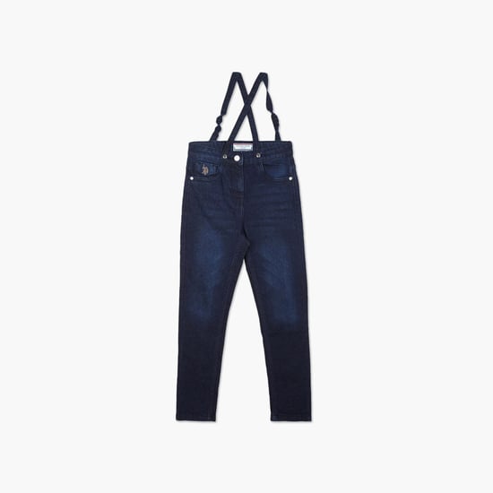 U.S. POLO ASSN. KIDS Girls Stonewashed Skinny Fit Jeans