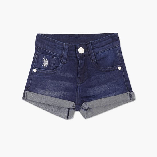 POLO KIDS Girls Stonewashed Denim Shorts