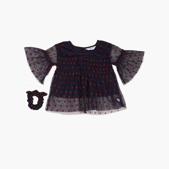U.S. POLO ASSN. KIDS Girls Star Print Top with Scrunchie