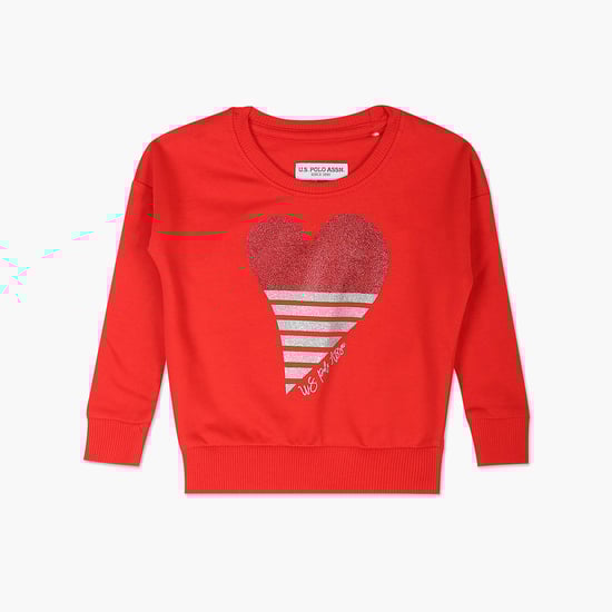 U.S. POLO ASSN. KIDS Girls Graphic Printed Sweatshirt