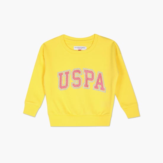 U.S. POLO ASSN. KIDS Girls Typographic Printed Sweatshirt