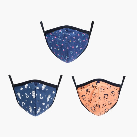 MAX Girls Printed Face Mask- Set of 3 - 3-6 Y