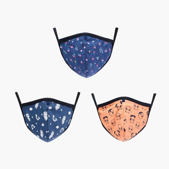 MAX Girls Printed Face Mask- Set of 3 - 7-10 Y