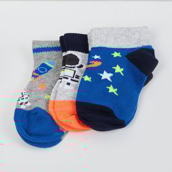 MAX Jacquard Pattern Socks- Pack of 3- 1-2 Y