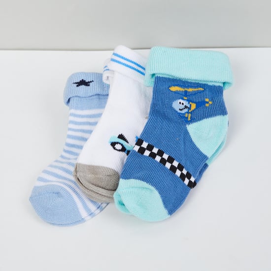 MAX Patterned Ankle-Length Socks - Set of 3- 1-2 Y
