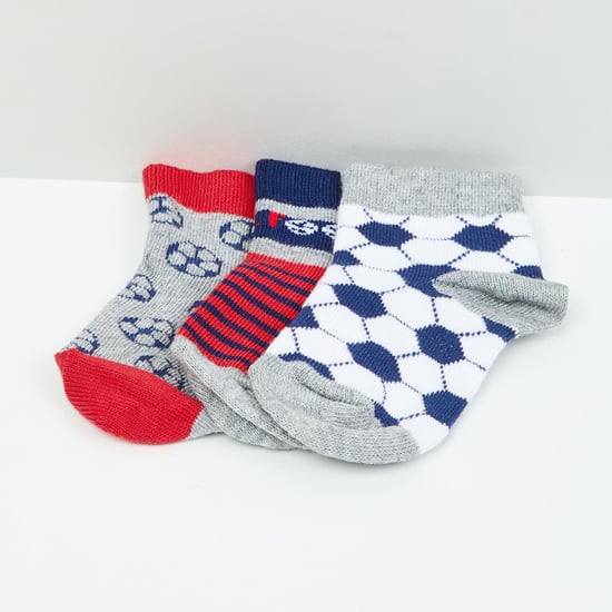 MAX Patterned Ankle-Length Socks - Set of 3- 1-2 Y