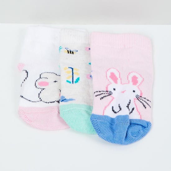MAX Printed Ankle-Length Socks - Set of 3- 1-2 Y