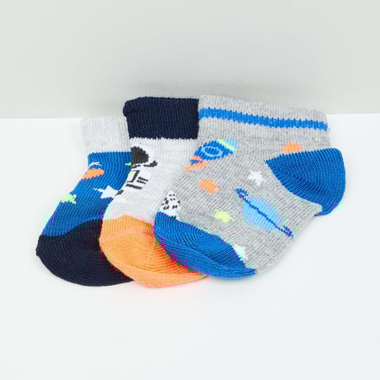 MAX Patterned Ankle-Length Socks - Set of 3- 0-6 M