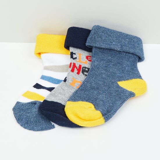 MAX Patterned Ankle-Length Socks - Set of 3- 0-6 M
