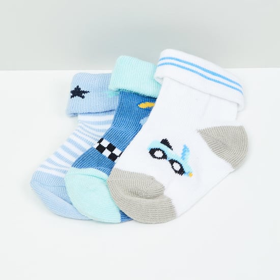 MAX Patterned Ankle-Length Socks - Set of 3- 0-6 M