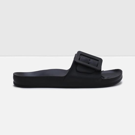 Women Buckle-Detailed Slide Sandals