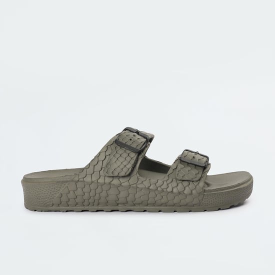 Men Textured Double Strap Sliders