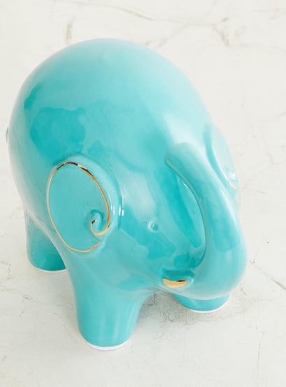 Silchar Teal Textured Ceramic Small Elephant Figurine