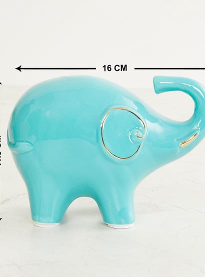 Silchar Teal Textured Ceramic Small Elephant Figurine