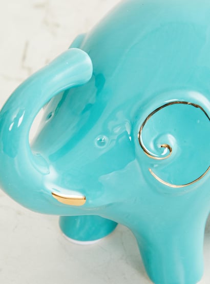 Silchar Teal Textured Ceramic Small Elephant Figurine