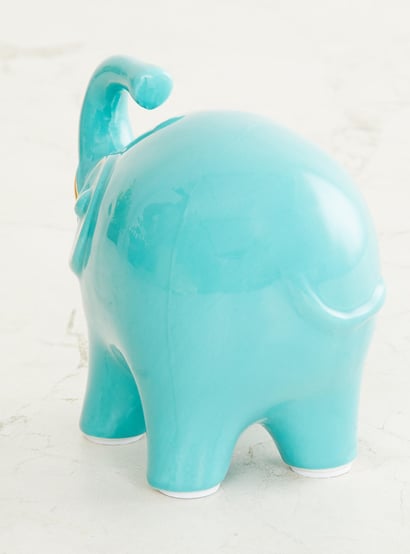 Silchar Teal Textured Ceramic Small Elephant Figurine
