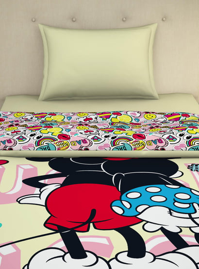 SPACES Disney Mickey - Cream Printed Cotton Single Quilt