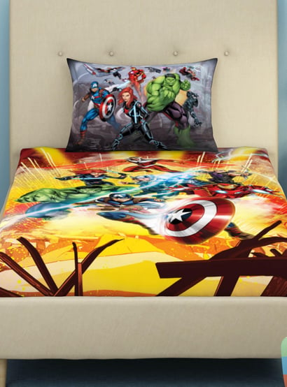 SPACES Marvel Avengers-Multicolour Printed Single Bedsheet Set-2Pcs