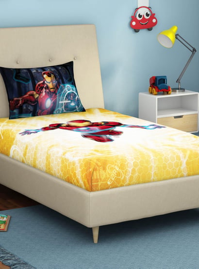 SPACES Marvel Ironman-Multicolour Printed Single Bedsheet Set - 2Pcs