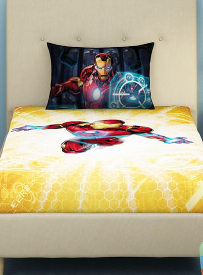 SPACES Marvel Ironman-Multicolour Printed Single Bedsheet Set - 2Pcs