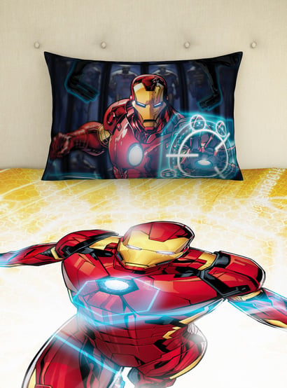 SPACES Marvel Ironman-Multicolour Printed Single Bedsheet Set - 2Pcs