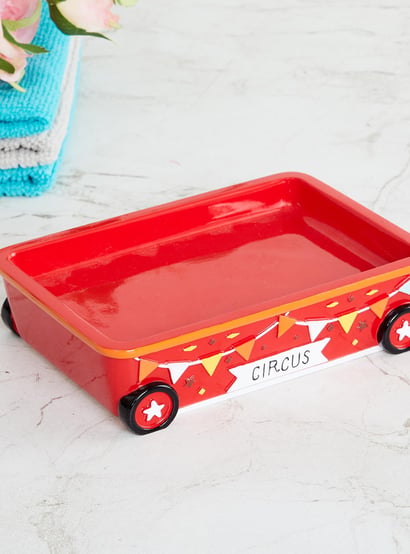 Slate Cirus Red Printed Polyresin Soap Dish
