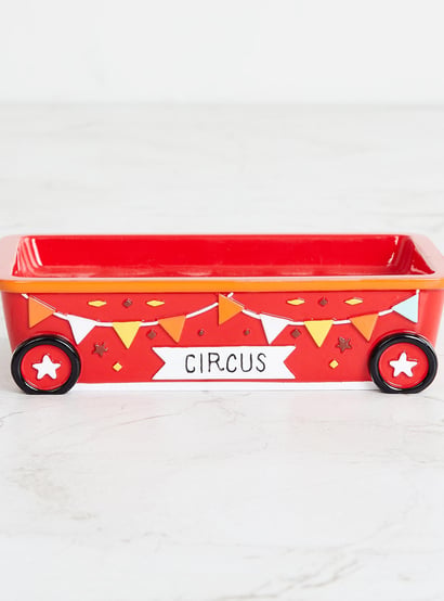 Slate Cirus Red Printed Polyresin Soap Dish