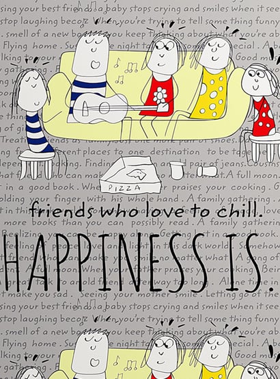 PORTICO Happiness Grey Printed Cotton Double Bedsheet Set - 224x254cm - 3Pcs