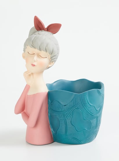 Souvenir Polyresin Lady Figurine with Pen Holder