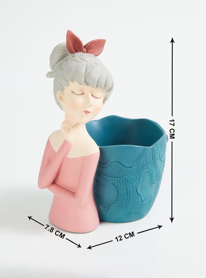 Souvenir Polyresin Lady Figurine with Pen Holder