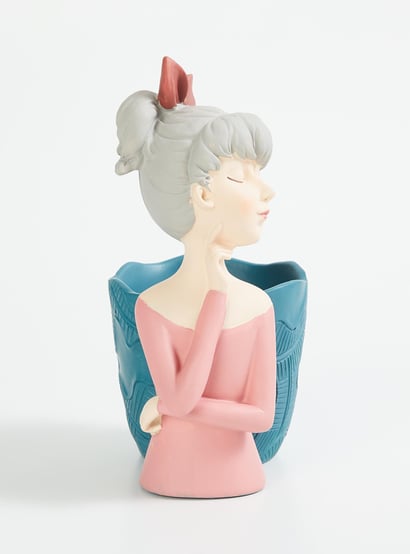 Souvenir Polyresin Lady Figurine with Pen Holder
