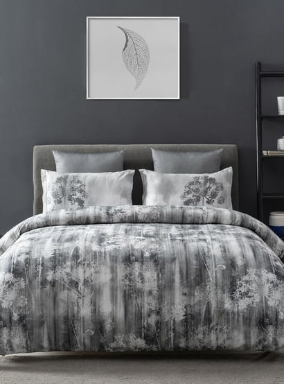 D'DECOR Slate Grey Printed Cotton Super King Bedsheet - 274x274cm - 3Pcs