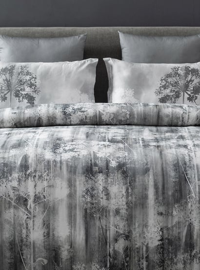 D'DECOR Slate Grey Printed Cotton Super King Bedsheet - 274x274cm - 3Pcs
