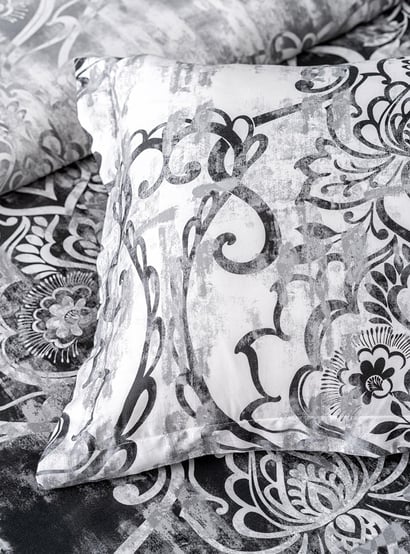 D'DECOR Slate Grey Printed Cotton Super King Bedsheet Set - 274x274cm - 3Pcs