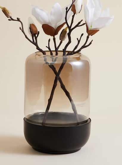 Buy Splendid Glass Vase with Metal Base from Home Centre at just