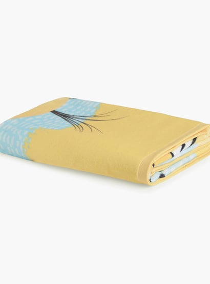 SPACES Kids Cotton Printed Bath Towel, Yellow - 67x130cm