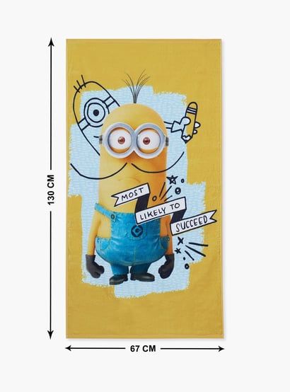 SPACES Kids Cotton Printed Bath Towel, Yellow - 67x130cm